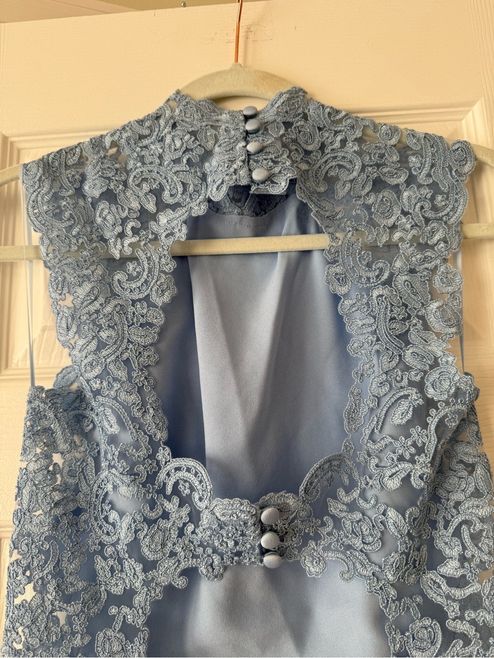Cult Gaia Riti Lace Trim Open Back Mini Dress Coastal Blue NEW with tags - Picture 7 of 14
